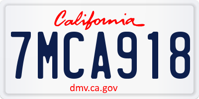 CA license plate 7MCA918