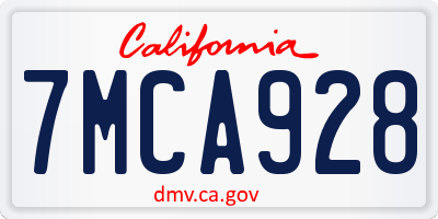 CA license plate 7MCA928