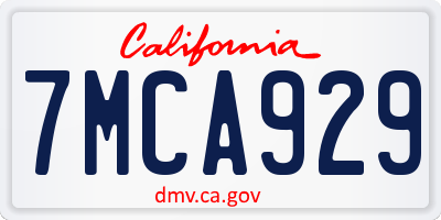 CA license plate 7MCA929