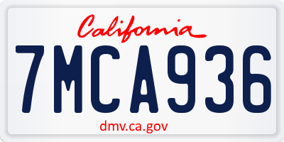 CA license plate 7MCA936