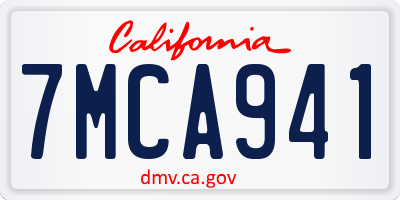 CA license plate 7MCA941