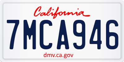CA license plate 7MCA946