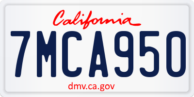 CA license plate 7MCA950