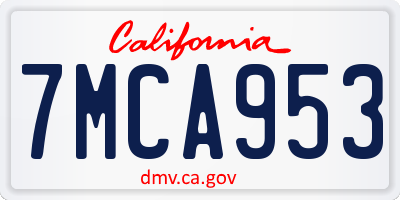 CA license plate 7MCA953