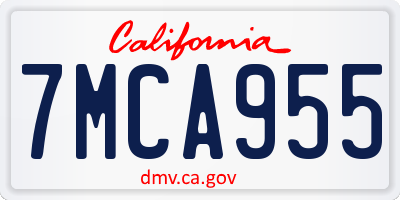 CA license plate 7MCA955