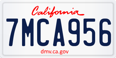 CA license plate 7MCA956