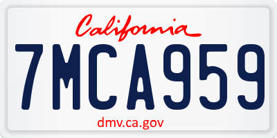 CA license plate 7MCA959