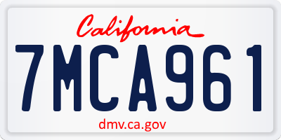 CA license plate 7MCA961