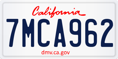 CA license plate 7MCA962