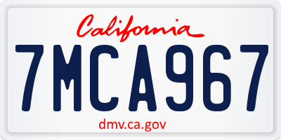 CA license plate 7MCA967