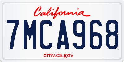 CA license plate 7MCA968