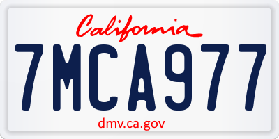 CA license plate 7MCA977
