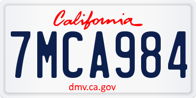 CA license plate 7MCA984