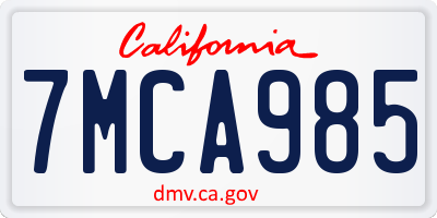 CA license plate 7MCA985