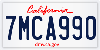 CA license plate 7MCA990