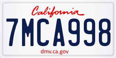 CA license plate 7MCA998