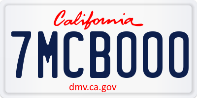 CA license plate 7MCB000