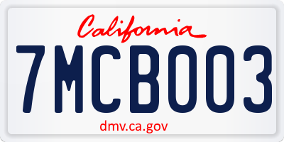 CA license plate 7MCB003