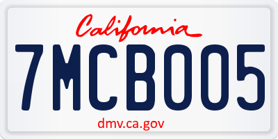 CA license plate 7MCB005