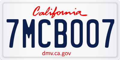 CA license plate 7MCB007