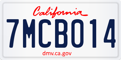 CA license plate 7MCB014
