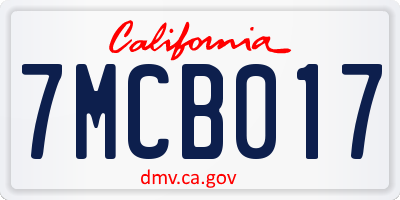 CA license plate 7MCB017