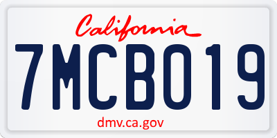 CA license plate 7MCB019