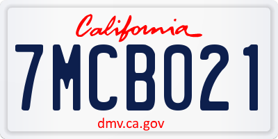 CA license plate 7MCB021