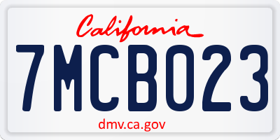 CA license plate 7MCB023