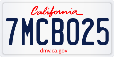 CA license plate 7MCB025