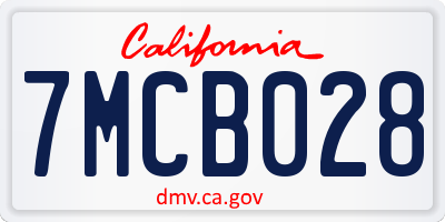CA license plate 7MCB028