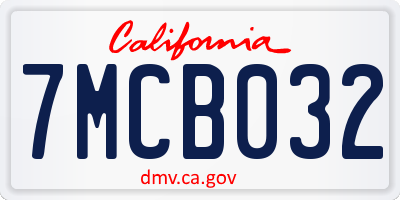 CA license plate 7MCB032