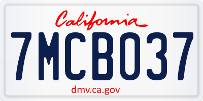 CA license plate 7MCB037