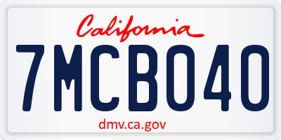 CA license plate 7MCB040