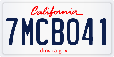 CA license plate 7MCB041