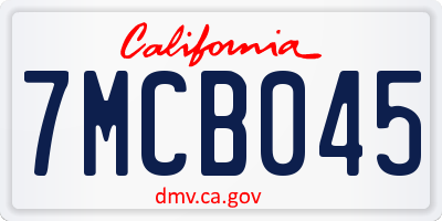 CA license plate 7MCB045