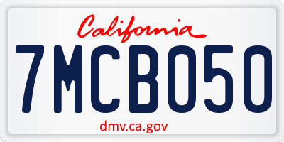 CA license plate 7MCB050