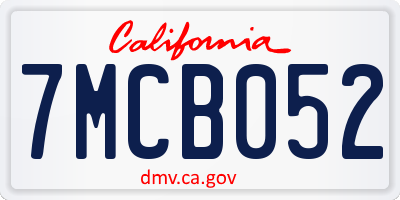 CA license plate 7MCB052