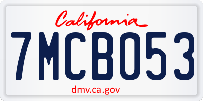 CA license plate 7MCB053