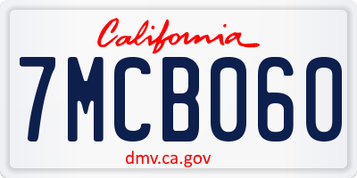 CA license plate 7MCB060