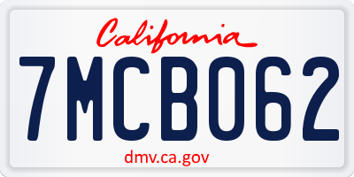 CA license plate 7MCB062