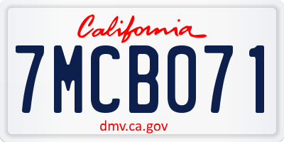 CA license plate 7MCB071