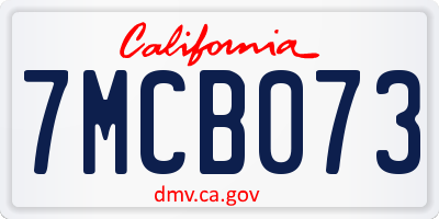 CA license plate 7MCB073