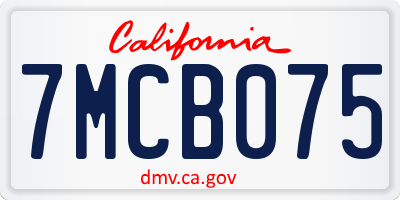 CA license plate 7MCB075