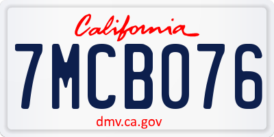 CA license plate 7MCB076