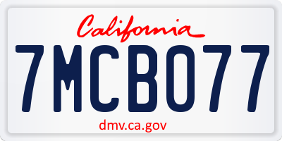 CA license plate 7MCB077