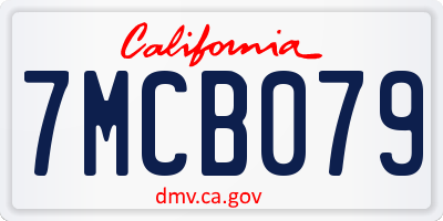 CA license plate 7MCB079