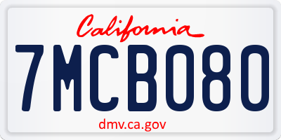 CA license plate 7MCB080