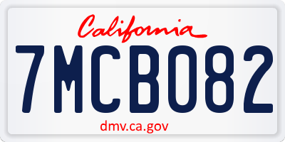 CA license plate 7MCB082