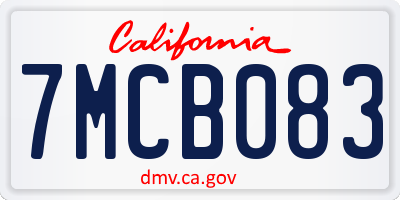 CA license plate 7MCB083